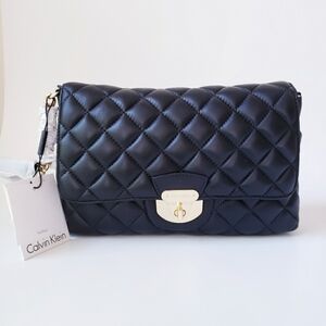 Calvin Klein Black Leather Quilted Shoulder Bag